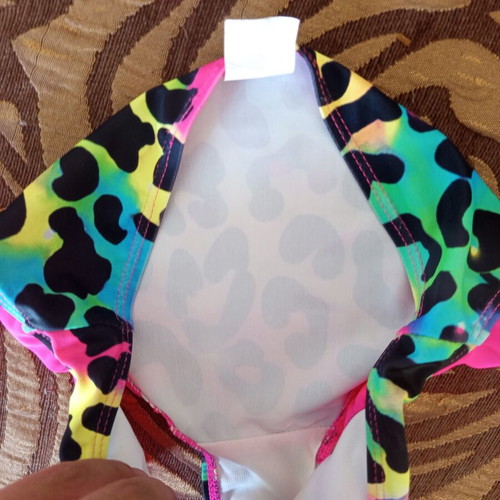 Girls' animal print swimsuit, size 6-7 years, multicolor