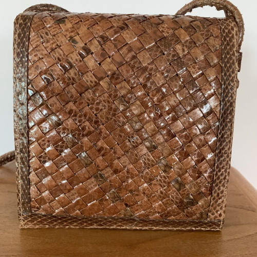 Leather snake skin crossbody bag new, rust color