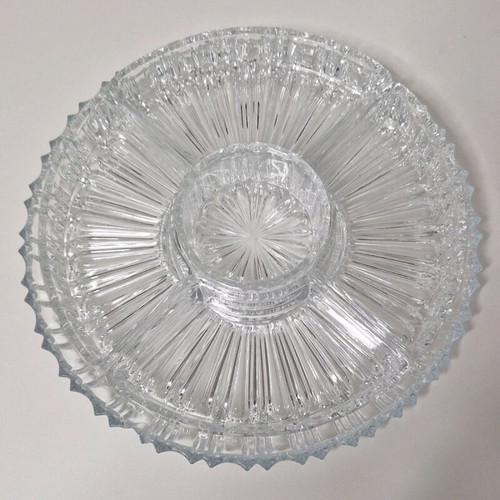 Vintage crystal serving platter new with removable sections 29 cm