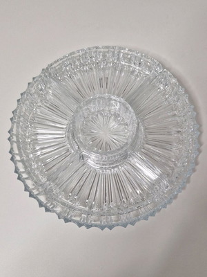 Vintage crystal serving platter new with removable sections 29 cm