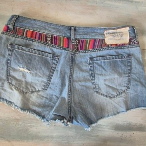 Attrattivo denim shorts used, size L, blue with colorful details