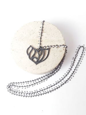 Boho Heart Pendant Necklace 92 cm silver new