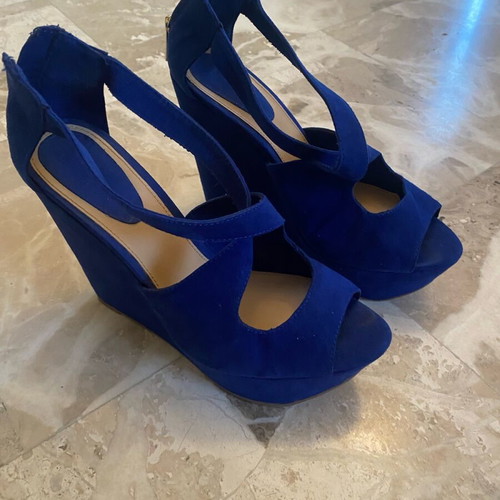 Bershka blue platform shoes used, size 38, heel height 12.5 cm