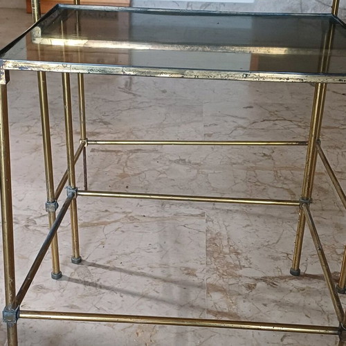 Zigon coffee tables with bronze frame and smoked glass like new
