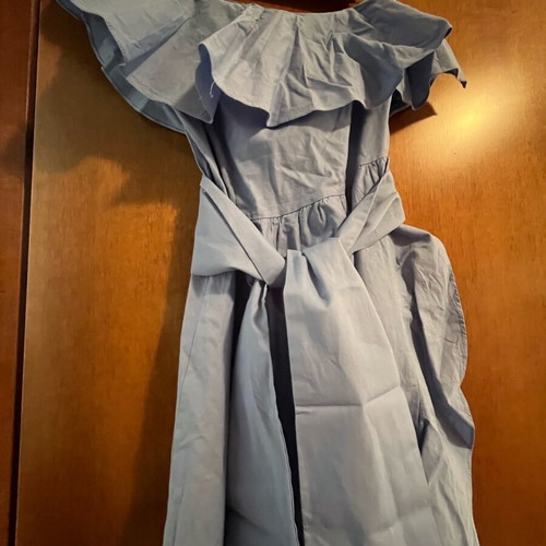 Blue dress like new with one shoulder and belt