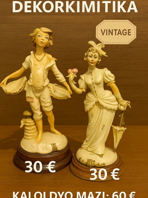 Vintage decorative figurines set of 2 used, Italian style