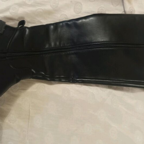 Women's modern black faux leather boots like new, size 36