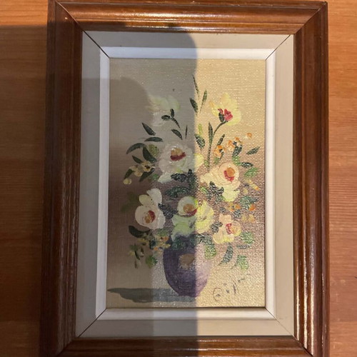 Painting with flowers used, 15 x 20 cm