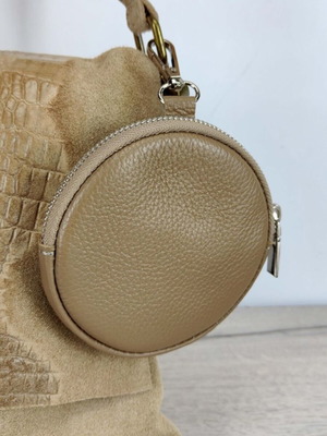 Wallet keychain for cards and bag, like new, beige, 12cm