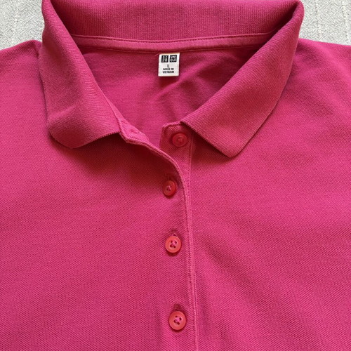 UNIQLO Magenta Pink Pique Polo Shirt Women Size L 100% Cotton