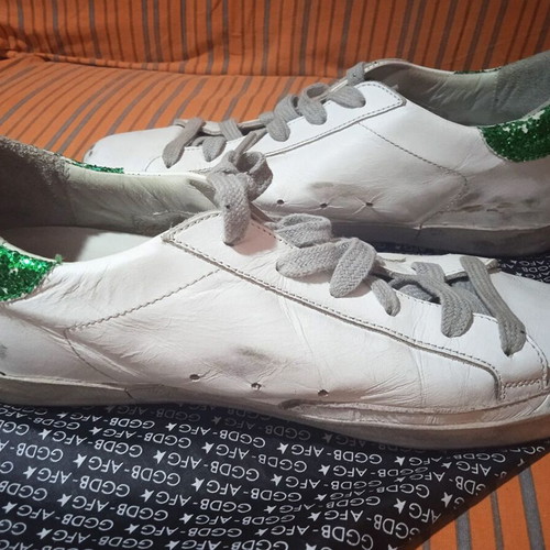 Golden Goose Superstar sneakers like new, size 38, white and green