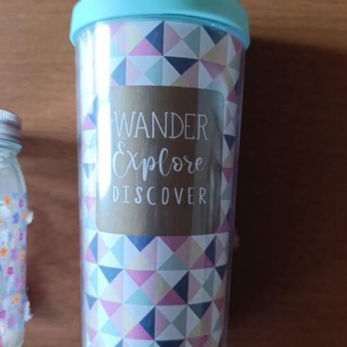 Drinkware set Mason jar Hello Beautiful and travel cup Wander Explore Discover like new