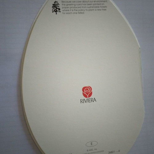 Easter card new, egg-shaped without envelope