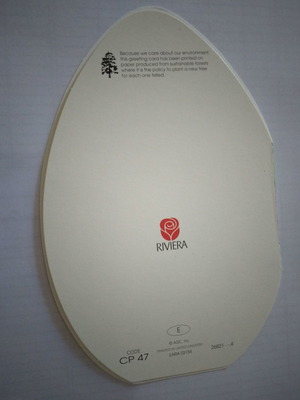 Easter card new, egg-shaped without envelope