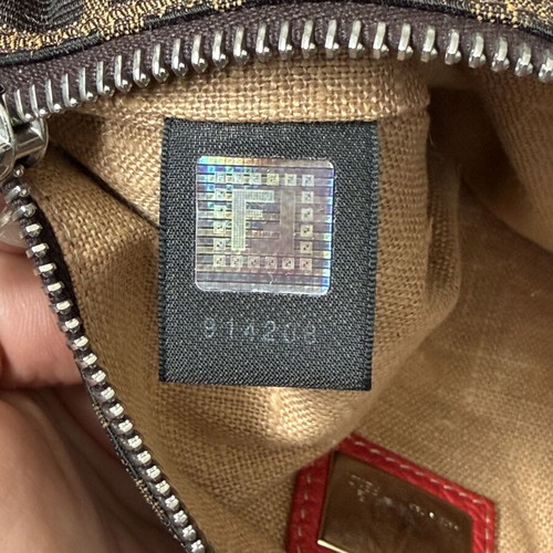 Fendi Zucca Two-Part Vintage Crossbody Bag, brown and red