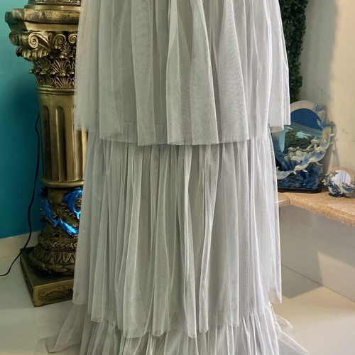 Maya Deluxe pastel gray maxi tulle skirt new, size L