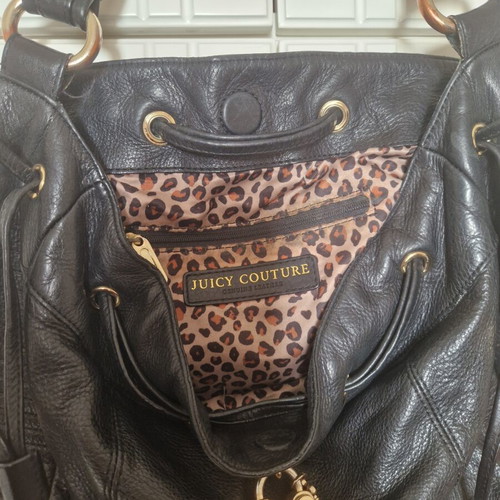 Juicy Couture shoulder bag used, black leather with gold details