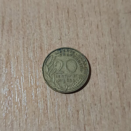 20 Centimes French coin 1964 used, Marianne design