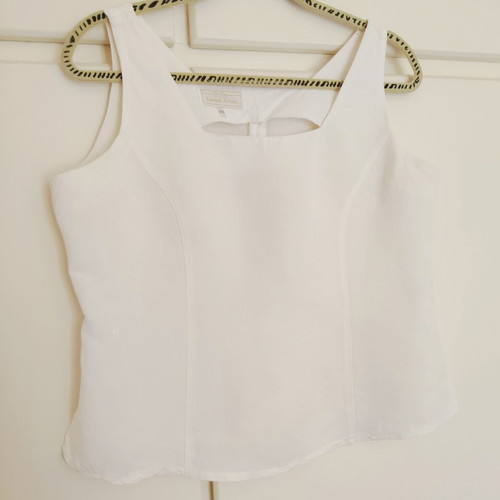 Vintage white sleeveless top linen viscose XL like new