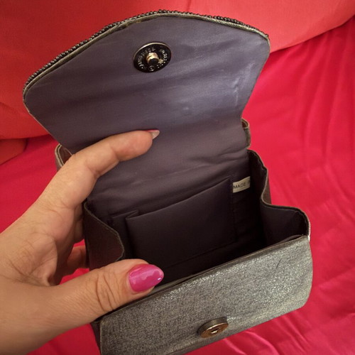 Handbag used gray with shiny decorative elements