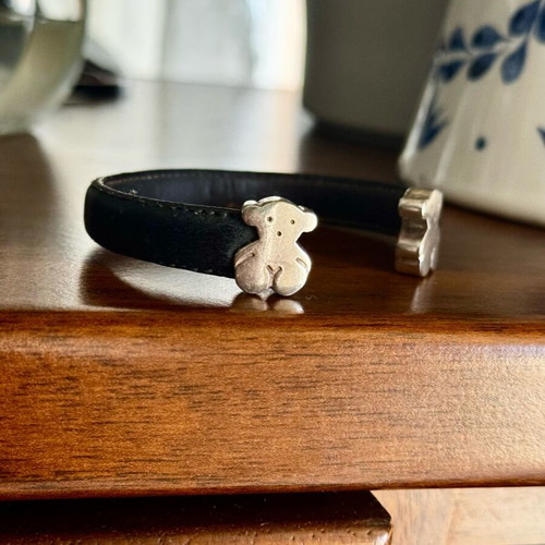 Tous leather and 925 silver bracelet like new, black and silver