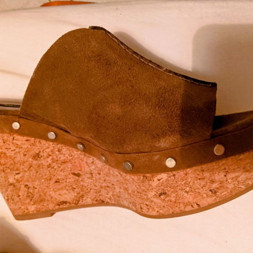 Mango chocolate suede mules size 37 new