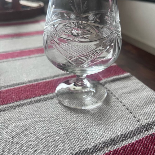 Crystal engraved brandy glasses set of 6 like new