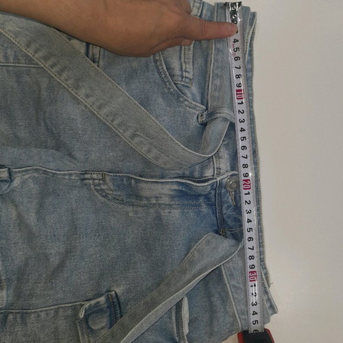 Denim pants like new, size M, with belt, blue