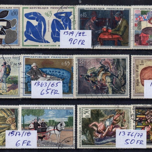 France painter stamps used, five complete series