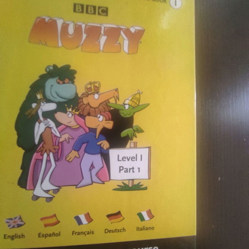 Muzzy language learning books used, pack of 5 books and 3 DVDs
