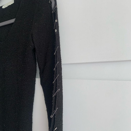 Aniye By Distressed 90s V-Neck Blouse With Safety Pins Like New, Black, Size M