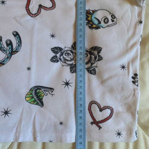 Bershka tattoo art slim short-sleeve shirt like new, large, white