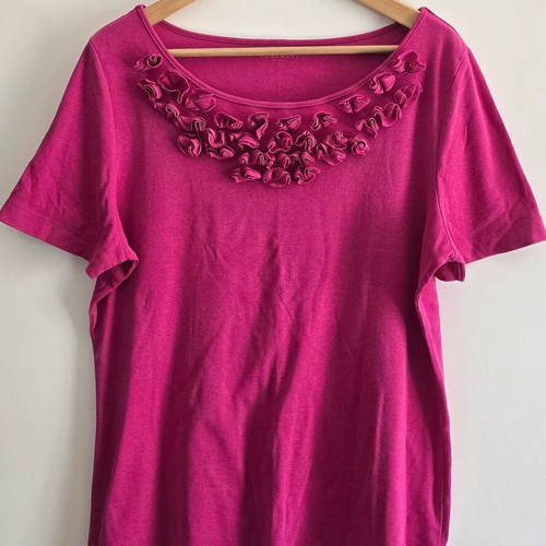 Pink blouse with fabric flowers, size XXL