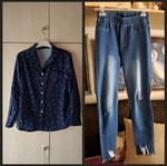 Jeans set with polka dot shirt medium like new