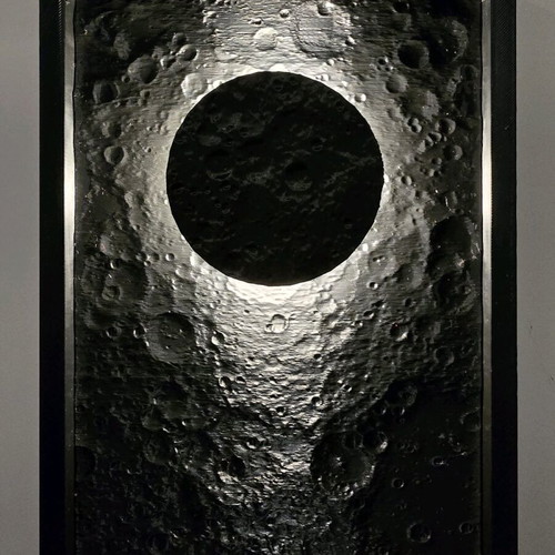 3D Printed Moon Landscape Frame with LED Light like new