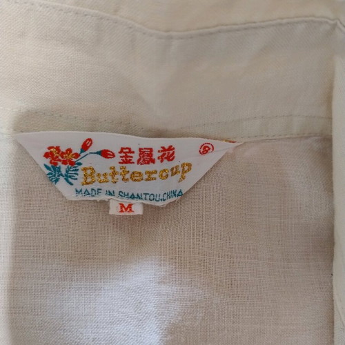 Chinese linen shirt with embroidery like new, beige, size M