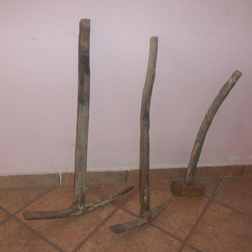 Outdoor tools used, baripoula, chisel, pickaxe, vintage set