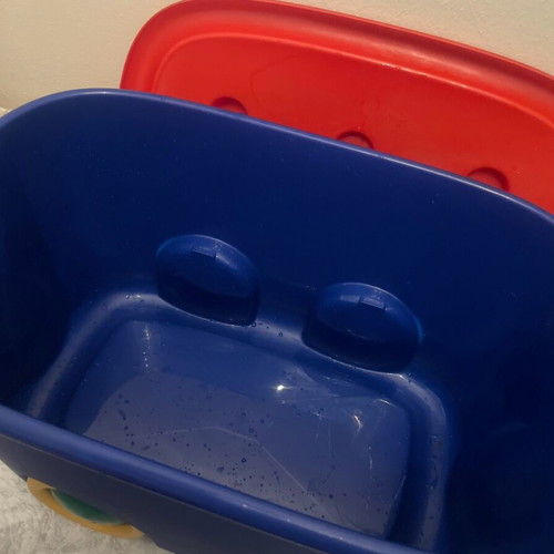 Toy storage box used with wheels
