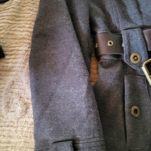 Mango gray short coat like new with brown belt