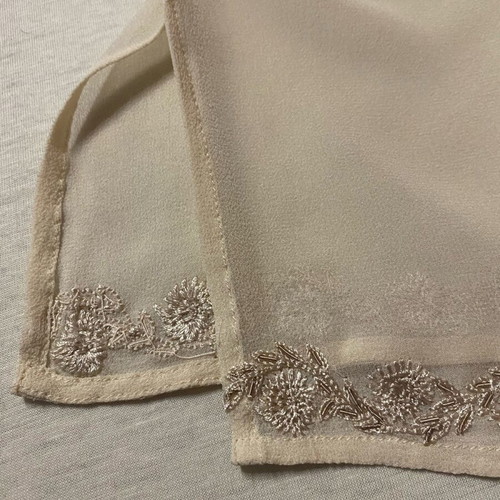 Silk women's shirt size 5XL beige embroidered with beads like new