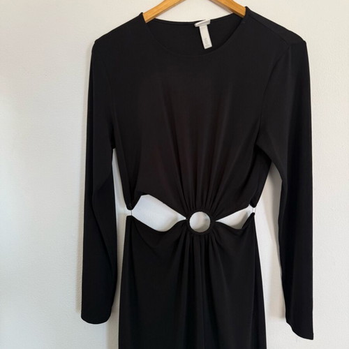Pencil midi dress H&M with waist cutout like new, black