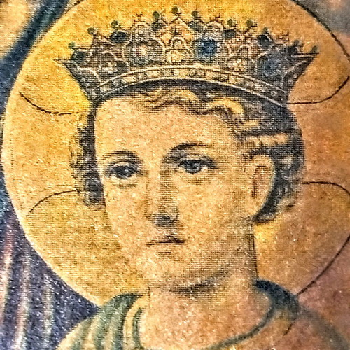 Old Icon of Panagia used, shell and stone frame