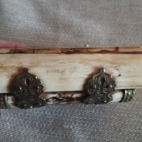 Box from Middle East or India used, iron and brass with bone