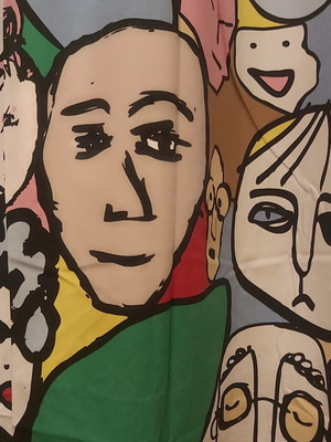 Κουρτίνες IKEA Gulvi Faces σετ 2 σαν καινούργιο, vintage pop-art ύφασμα