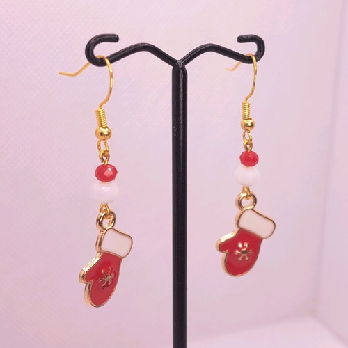 Handmade Christmas earrings new with crystals