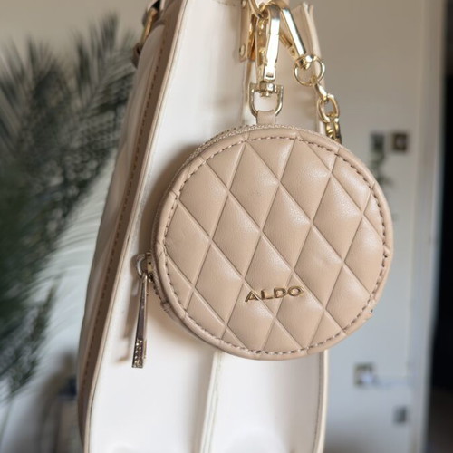 Aldo quilted handheld and shoulder bag like new, nude beige with gold details