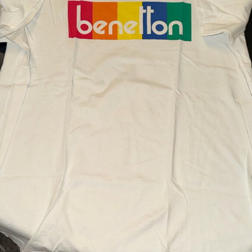 Benetton short-sleeve white shirt like new, size L
