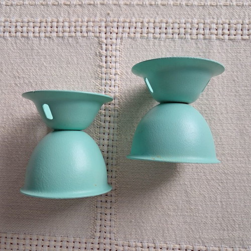 Metal turquoise egg cups set of 2 like new