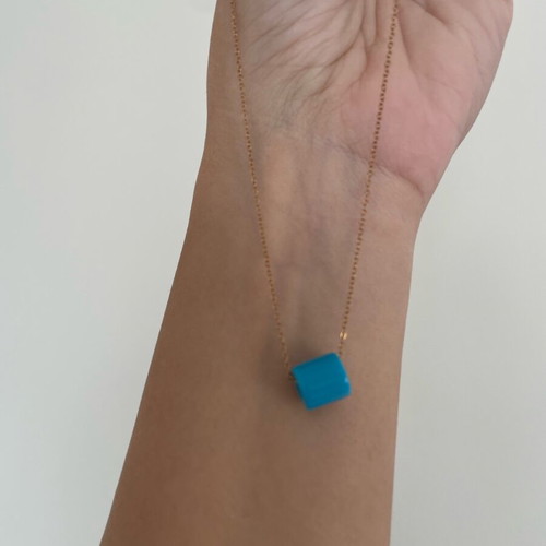 Necklace like new rose gold stainless steel 316L chain with turquoise bead