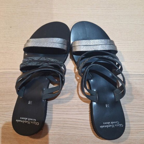 Women's sandals with straps, size 38, black